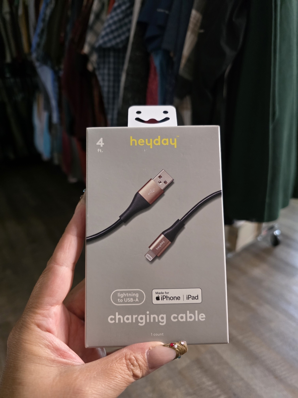 heyday Rose Gold and Black Lightning to USB-A Charging Cable